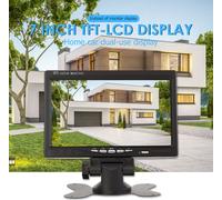 7 Inch Car Monitor Tft Lcd Screen 2 Way Video Input Pal/ntsc 12v Display for Rearview Home Security Camera Black
