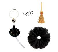 7-Inch Desk Goose Costume Accessories Set - Miniature Witch Hat, Broom