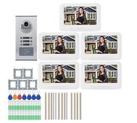 7-inch HD video doorbell intercom - 1000TVL IR-CUT night vision camera, suitable for 5 apartment units, with built-in electric lock, building a security barrier for your home.