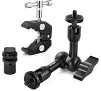 7 Inch Magic Article Arm,Magic Monitor Arm Adjustable Friction Arm with Crab Clamp +Hot Shoe Kit Screw for Tripod DSLR Photography Video Camera Light LED Flash LCD Screen