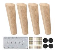 7 Inch Pieds De Meuble Bois Oblique, La Vane 4 Pièces Pieds De Table En Bois Naturel Rond Avec Vis & Protecture De Plancher Pour DIY Meuble Sofa Fauteuil Canapé Lit Chaise