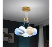 7 lumières modernes en grappe de bulles de verre pour salle à manger, 13 lumières de la planète Terre, luminaire suspendu doré, grand plafonnier suspendu pour enfants, pour chambre à coucher, salon,