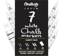 7 marqueurs à craie blancs variés : 1 mm, 3 mm, 6 mm, 15 mm