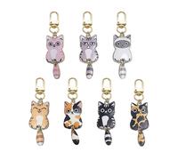 7 Morceaux De Chaîne De Clés De Chat, Supporters De Dessins Animés Sucrés, Bijoux en Forme d'animaux Et Cadeaux pour Les Amoureux des Chats.