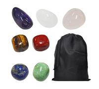 7 Morceaux De Pierre De Cristal Naturel, 1 Morceau De Sac De Rangement De Faisceau Noir, Des Cristaux De Pierre De Guérison Colorés, Une Décoration D'Ornement Créative Exquise Et Unique.