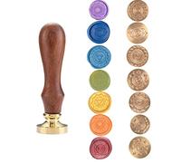 7 motifs tête en laiton amovible + 1 manche en bois, les chakras représentent les fréquences dans l'océan de l'énergie universelle (7 tampons de cire pour sceaux chakras)