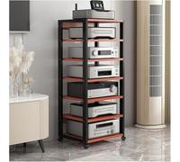 7 Niveaux 131 Cm De Hauteur Rack Audio-vidéo Tour TV Stéréo Armoire De Stockage Multimédia, Haut-Parleur Amplificateur Étagères Console De Jeux Stand Récepteur DVD, Red, 7 Tier