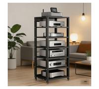 7 Niveaux Meuble HiFi, Meuble HiFi pour Platine Vinyle Rack HiFi pour Chaînes Stéréo Support Multimédia avec Hauteur Réglable for La Maison, Le Bureau Ou Le Home Cinéma(Noir)