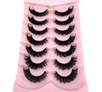 7 nouvelles paires de faux cils en vison russe volume classique effet chat, naturels DD bouclés et moelleux, extension de faux cils en vison volume dramatique effet wispy pour un look naturel Polychlo