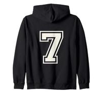 7 Numéro Varsity Double Outline Style Rétro Anniversaire Sweat à Capuche