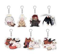 7 Pack Good of Omen Porte Clés Anime Figurine Aziraphales Crowleys Cosplay Accessoires Mignon Acrylique Keychain