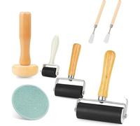 7 Pack Rubber Brayer Rollers Kit, Printmaking Ink Rollers for Block Printing, Stamp, Wallpaper,DIY Crafts & Painting
