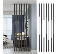 7 Packs Iron Room Divider Post, 60 70 90 110 130 150 170 200 Cm Tall Floor Standing Screen Partition Wall/Column With Mountings For Indoor Entryway Office Bathroom Separa-Black-H160cm/63in/5.24ft