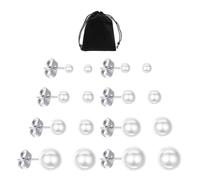 7 paires de boucles d'oreilles en perles avec 1 pochette de rangement noire, boucles d'oreilles hypoallergéniques, boucles d'oreilles en perles pour femme, boucles d'oreilles à la mode, adaptées aux