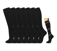 7 Paires de Chaussettes de Compression pour Femmes et Hommes 15-20 mmHg est le Meilleur Chaussettes Sportif et Médical(Noir) L/XL
