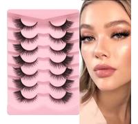7 paires de Faux cils 3D Oeil de Chat, Faux Cils, Faux Cils Naturel, Reutilisable Cat Eye Fake Lashes, Volume moelleux Curly Cat-Eye Cils artificiels Look Naturel
