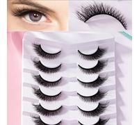7 paires de faux cils complets 3D stéréoscopiques, queue de poisson, regard de renard allongé, faux cils de vison, look d'œil de chat, angle d'aile, queue allongée, bandes de cils de 0,4 à 1,2 cm, fau
