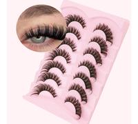7 paires de faux cils en poils de vison effet chat, recourbés en D, doux et moelleux, réutilisables, convenant aux débutantes. Essentiels pour les voyages et le maquillage, un excellent cadeau pour la