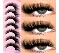 7 paires de faux cils en poils de vison russe épais et bouclés, effet œil de chat 3D DD Curl 22mm, convient pour les vacances, Halloween, les débutants pour créer un maquillage de Noël glamour Fibre s