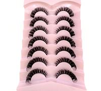 7 paires/paquet Cils russes DD Curl Faux cils volumineux épais bouclés et moelleux. Faux cils en vison 3D artificiels au look chat. Bandes de faux cils 8D volumisantes pour un regard relevé. Extension