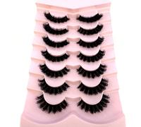 7 paires/paquet Cils russes DD Curl Faux cils volumineux épais bouclés et moelleux. Faux cils en vison 3D artificiels au look chat. Bandes de faux cils 8D volumisantes pour un effet levant du regard.