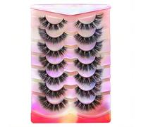 7 paires/paquet de faux cils naturels épais et volumineux. Cils de vison dramatiques et ébouriffés avec un effet 8D volumineux et durable. Bandes de faux cils effilochées pour un regard de renard reha
