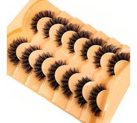 7 paires/paquet de faux cils naturels épais et volumineux. Cils de vison dramatiques et ébouriffés avec un effet 8D volumineux et durable. Bandes de faux cils effilochées pour un regard de renard rele