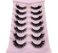 7 paires/paquet Faux cils russes DD Curl volumineux. Faux cils épais, bouclés et moelleux. Faux cils en vison 3D artificiels avec un look chat. Bandes de faux cils 8D volumisantes pour un regard relev