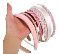 7 Pcs Bandeau Cheveux Femme, Bandeaux Mode pour Femmes, Serre Tête Bandeaux à Cheveux Accessoires pour Femme, Serre-têtes Rembourrés Noués de Perles pour Filles Femmes(Rose)