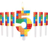 7 Pcs Bougies De Numéro 1-9 D'anniversaire En Blocs De Construction Avec 6 Bougies En Blocs De Construction Bougie De Chiffre D'anniversaire Pour Topper De Gâteau Décoration (Numéro 5)[Z5953]