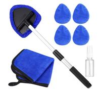 7 Pcs Brosse Nettoyage Voiture, Kit Nettoyant pour Pare-Brise Vitres, Pivotants à 180° Nettoyage de Pare-Brise avec Poignée Télescopique, Avec 4 Tampons en Microfibre, 1 Vaporisateur et 1 Serviette