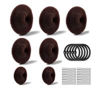 7 PCS Cheveux Donuts Chignons Épingle à Cheveux(4taille),avec 10 Pcs Cheveux Elastiques et 20 Pcs U-clip, Donut Coiffure pour à tous les types de cheveux longs(Brown)