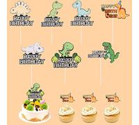 7 Pcs Decoration Gateau Anniversaire Dinosaure Happy Birthday Decoration Gateau Cake Topper Pour Enfants 7 décorations différentes pour le gâteau aux dinosaures pour les fêtes d'anniversaire