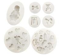 7 Pcs Fondant Moules à Bonbons en Silicone, VEINARDYL 3D Bébé Endormi Sucre Artisanal Décoration de Gâteau Décoration pour Cupcake Projets d'artisanat Pâte à Gomme Résine Moule en Argile Polymère
