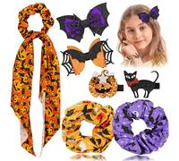 7 Pcs Halloween Barrette Fille, Barrettes Nœud Papillon Halloween Paillettes Clips Cheveux Araignée Chauve-souris Citrouille Pince à Cheveux pour Enfants Accessoires de Fête Halloween