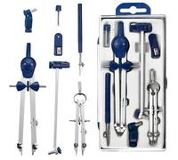 7 PCS Kit de Géométrie Mathématique Ensemble de Géométrie Complet avec Boussole Compas de Precision Set de Géométrie