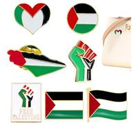 7 PCS Palestine Pin, drapeau palestine, Broches de Drapeaux Nationaux Palestiniens pour Femmes et Hommes, Badge de Revers en émail pour les Pacifistes Patriotes et les Musulmans Décoration