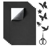 7 Pcs Plaque de Mousse Autocollante Noir, 3mm Carton Mousse Noir A4 avec Ciseau, 30cm*21cm Plaque Mouss Adhesive EVA, Feuille de Mouss Antichoc, Anti Vibration pour Meubles Portes Fenêtres Bricolage