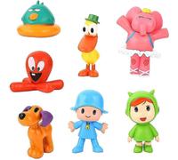 7 Pcs Pocoyo Series Pocoyo Figures Toys, Mini Collectible Model Doll Set Table Ornaments Kids Gifts