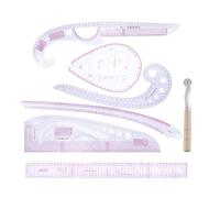 7-PCS Sewing Ruler - T-Shirt Rulers Alignment Tools, Multi Function Tailor Set With Scribe Wheel | Curve Shape Grading Ruler Kit | Dressmaking Measuring Tool For Sewing Pattern Design Clothing