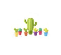 7 Pcs Silicone Wine Bottle Stopper Cactus Shaped Champagne Stopper Food Grade Beverage Closures Bar Preservation Tool Random Color