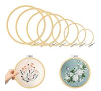 7 Pcs Tambour Broderie, Cercle Broderies, 8-20cm Cercles à Broder en Bambou Réglables, Tambour a Broder Ronds, anneau de cercle de point de croix pour couture à la main et les loisirs créatifs