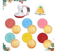 7 PCS Timbres à Biscuits de Noël Inclus 6 Tampons et 1 Emporte-Pièces, Ensemble de Biscuits pour la Cuisson de Bricolage, Moule de Gaufrage de Biscuits de Qualité pour la Fête de Vacances
