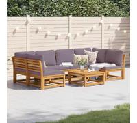7-Piece Acacia Wood Garden Furniture Set with Cushions - Outdoor Patio Sofa Set with Modular Design, Comfortable Seating Slatted Construction for Terrace, Backyard Durable & Water-Resistant
