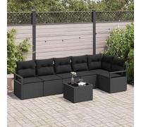 7-Piece Outdoor Patio Furniture Set, Black Poly Rattan Garden Sofa with Cushions, Waterproof Storage Bag, Modular Sectional Conversation Set for Terrace, Backyard, Poolside, Durable Weather Resistant
