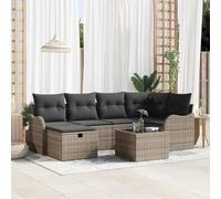 7-Piece Outdoor Patio Furniture Set, Modular Garden Sofa with Cushions, Grey Wicker Rattan Sectional Conversation Set with Coffee Table for Terrace, Backyard, Durable All-Weather Poly Rattan