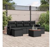 7-Piece Outdoor Patio Furniture Set with Cushions Black Wicker Resin Rattan Garden Sofa Set for Backyard Terrace Balcony Includes Coffee Table Side Table and Ottoman Weather-Resistant Easy to Clean