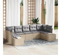 7-Piece Outdoor Patio Sofa Set Modular Garden Furniture, Beige Light Grey Wicker Sectional Couch with Waterproof Storage Bag, Durable All-Weather Rattan Conversation Set for Backyard Poolside Terrace