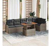 7-Piece Patio Furniture Set, Outdoor Sofa Sectional with Cushions, Modern Grey Rattan Wicker Garden Conversation Set for Backyard, Terrace, Poolside, Waterproof All-Weather Comfort Seating