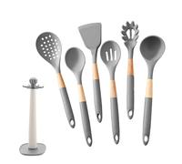 7-Piece White Silicone Kitchen Tool Set With Storage Rack - Heat-Resistant And Cooking Utensils | Includes Spatula And Turner | Dishwasher Safe Kitchen Essentials For Singles